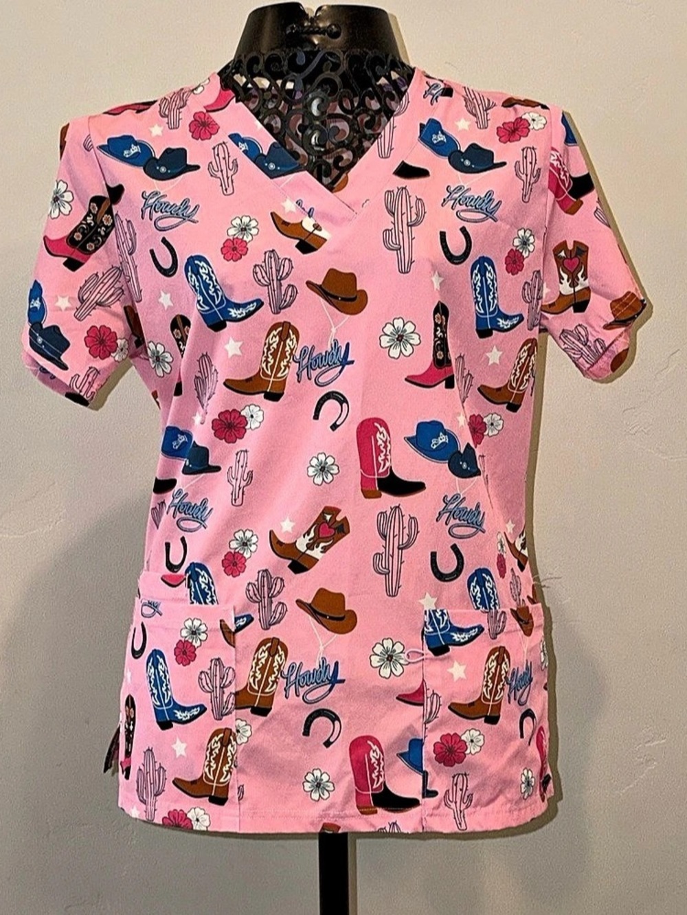 Highlight your inner Dolly Parton! Cherokee Cowgirl Med. Scrub Top
